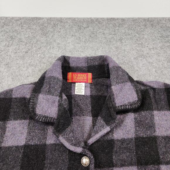 LD Burke Santa Fe Jacket Womens Medium Purple Black Buffalo Plaid Wool Blend USA - Picture 4 of 12